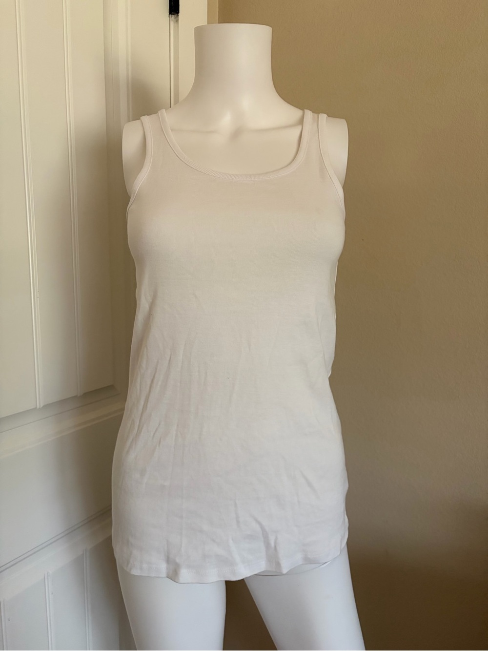 Vintage 100% Cotton Simple White Tank Top
